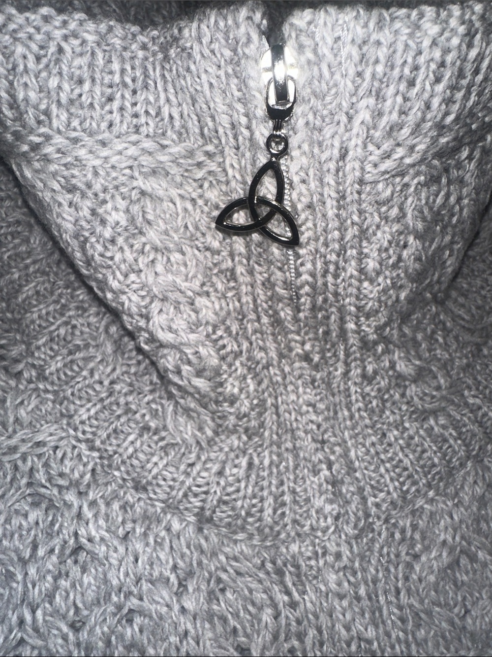 Double Collar Zip Merino Aran Cardigan XL - Picture 3 of 5